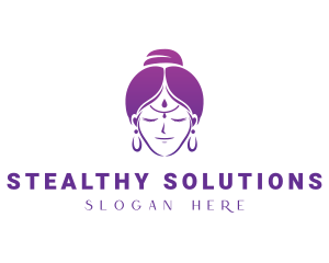 Indian Woman Meditation logo design