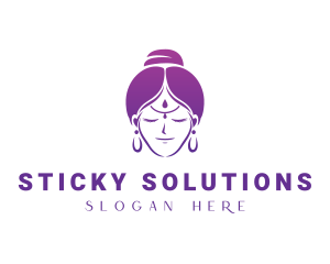 Indian Woman Meditation logo design