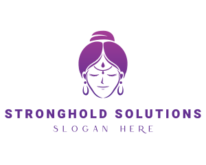 Indian Woman Meditation logo design