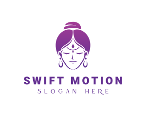 Indian Woman Meditation logo design