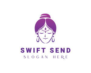 Indian Woman Meditation logo design