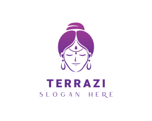 Indian Woman Meditation logo design