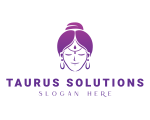 Indian Woman Meditation logo design