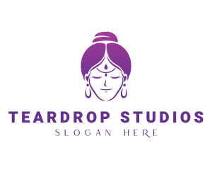 Indian Woman Meditation logo design