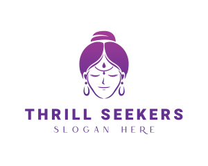 Indian Woman Meditation logo design