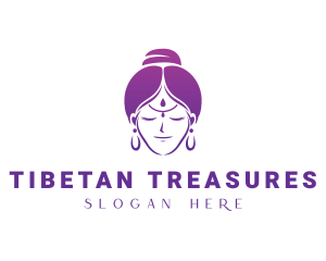 Indian Woman Meditation logo design