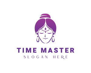 Indian Woman Meditation logo design