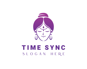 Indian Woman Meditation logo design