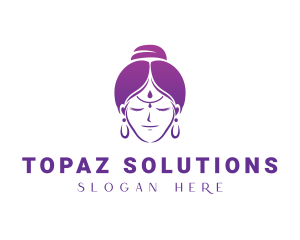 Indian Woman Meditation logo design