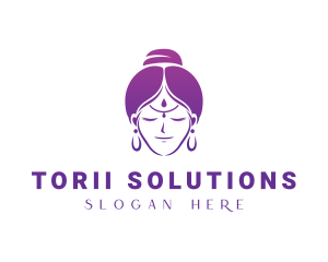 Indian Woman Meditation logo design