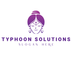 Indian Woman Meditation logo design