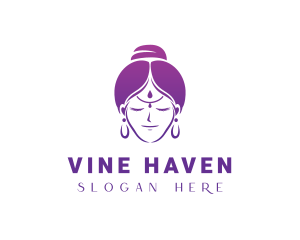 Indian Woman Meditation logo design