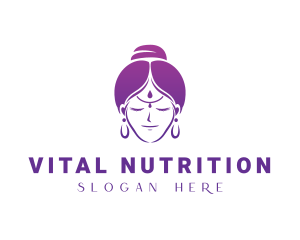 Indian Woman Meditation logo design