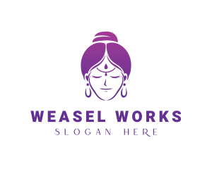 Indian Woman Meditation logo design