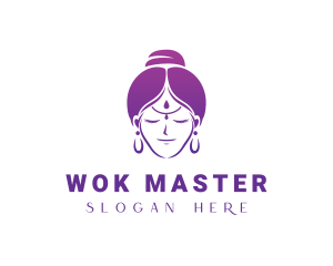 Indian Woman Meditation logo design