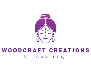 Indian Woman Meditation logo design