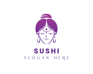 Indian Woman Meditation logo design