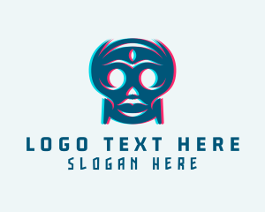 Techno - Digital Glitch Alien logo design