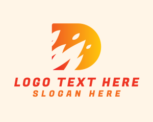 Hot - Blazing Fire Letter D logo design