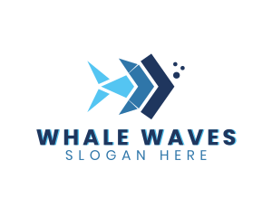 Geometric Whale Fish logo design