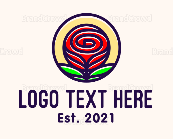 Red Rose Flower Logo