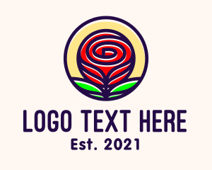 Organic - Red Rose Flower logo design