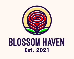 Flower - Red Rose Flower logo design