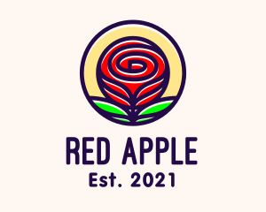 Red - Red Rose Flower logo design