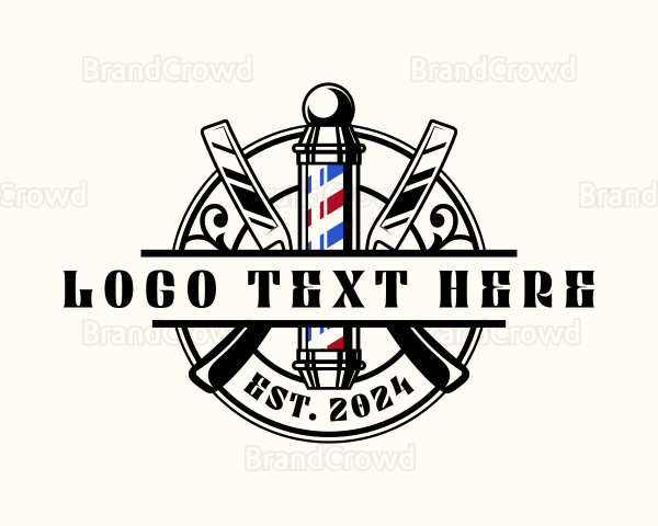 Barber Pole Razor Logo