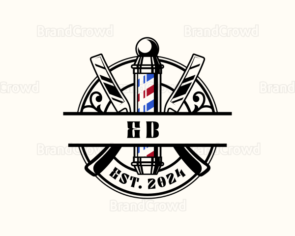 Barber Pole Razor Logo