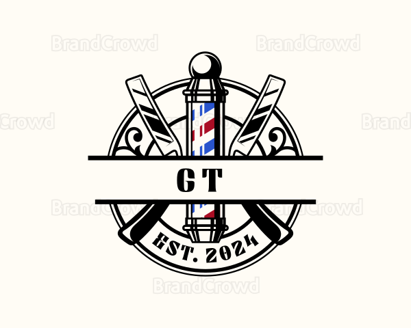 Barber Pole Razor Logo