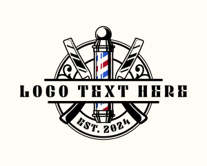 Hairstylist - Barber Pole Razor logo design