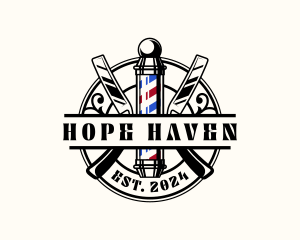 Barber Pole Razor Logo