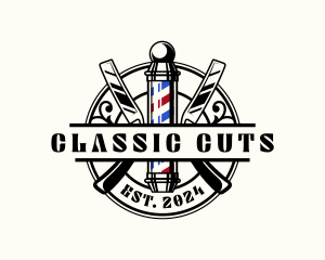 Barber Pole Razor logo design