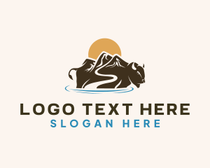 Mountain - Bison Nature Safari logo design