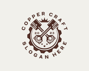 Engine Crown Cogwheel logo design