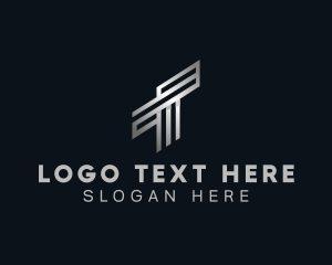Futuristic - Industrial Metallic Agency Letter T logo design