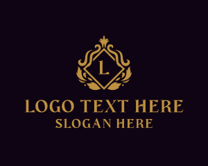 High End - Floral Shield Hotel logo design