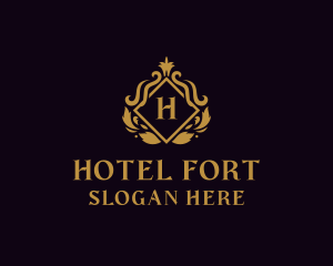 Floral Shield Hotel logo design