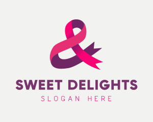 Pink Ribbon Ampersand logo design