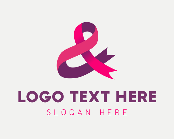 Awareness - Pink Ribbon Ampersand logo design