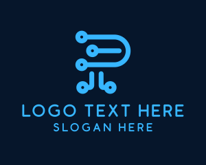 System - Digital Letter P logo design