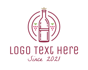 Wine - Grape Wine Bottle logo design