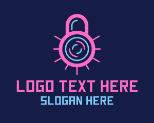 Secure - Neon Lock Security logo design