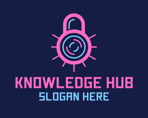 Online Privacy - Neon Lock Security logo design