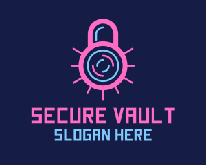 Vault - Neon Lock Security logo design