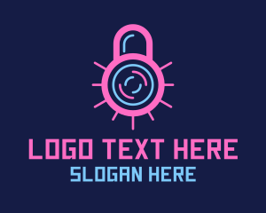 Padlock - Neon Lock Security logo design