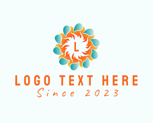 H2o - Heating Cooling Sun logo design