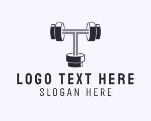 Workout - Fitness Dumbbell Letter T logo design