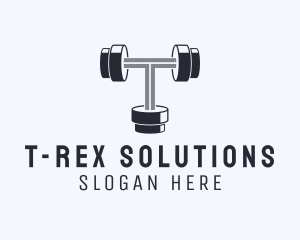 Fitness Dumbbell Letter T logo design